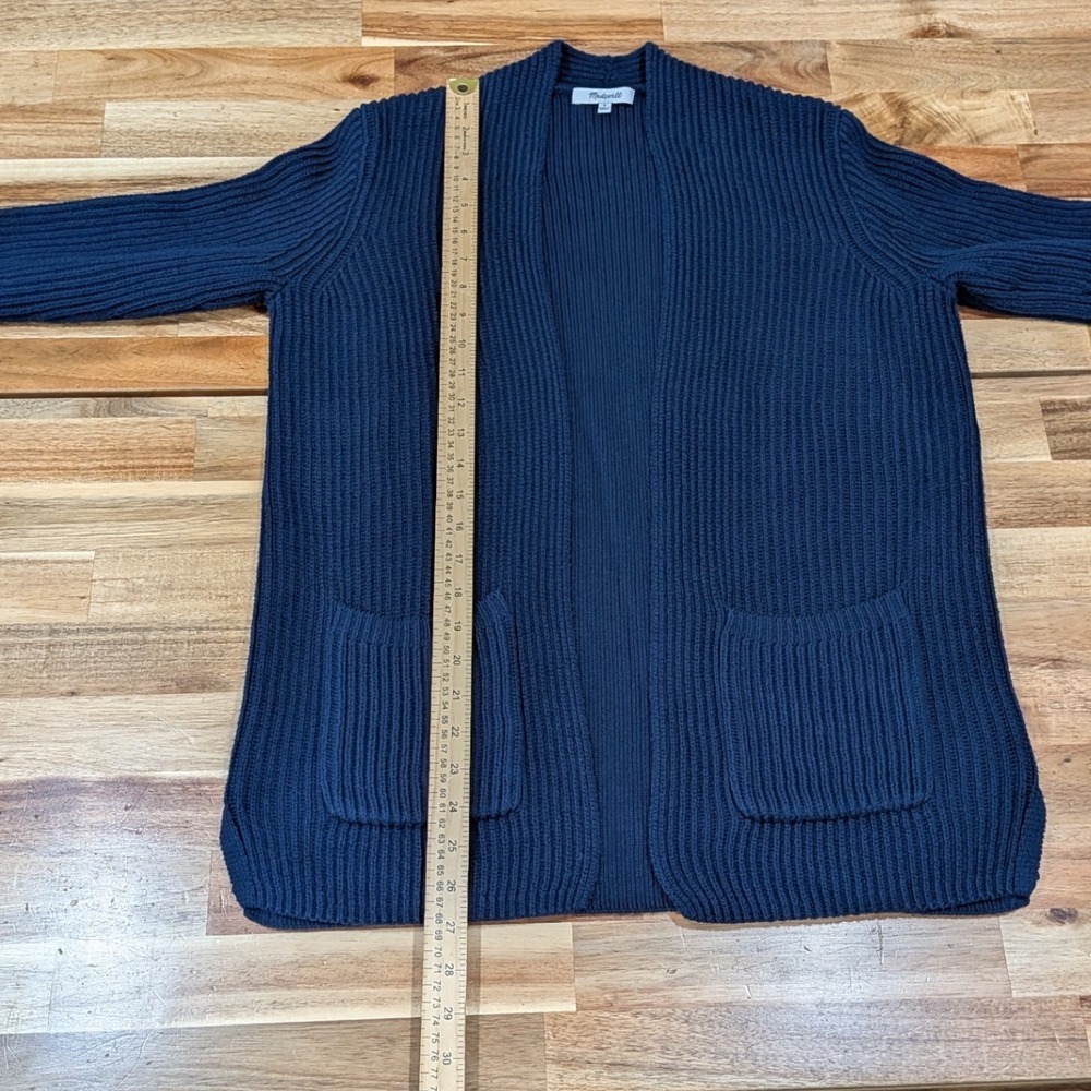 Madewell Womens Nolan Cardigan S Navy Ribbed Open Front Pockets Cotton Classic - Picture 6 of 9